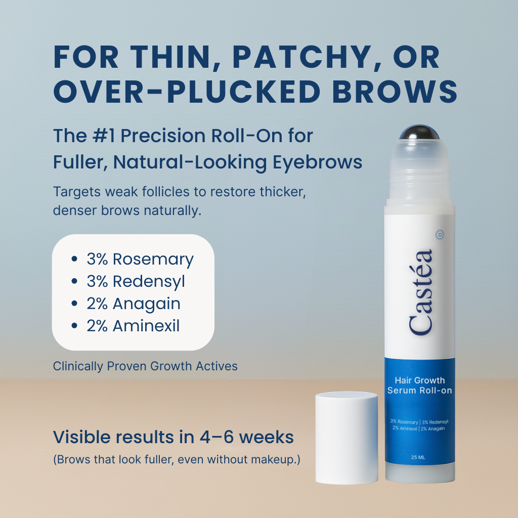 Castéa hair growth serum roll-on for thin, patchy, or sparse eyebrows